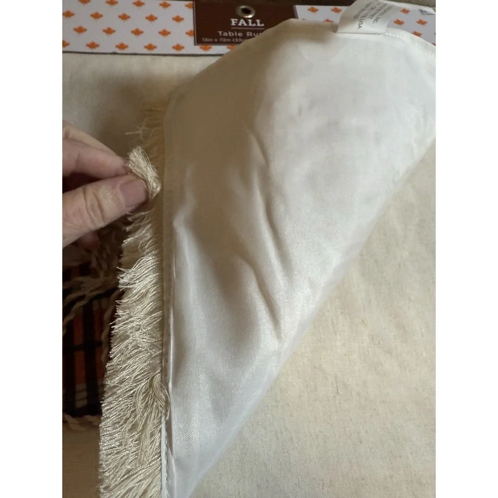 New‎ Fall table runner With pumpkins Size 13in X 72in. Off White.